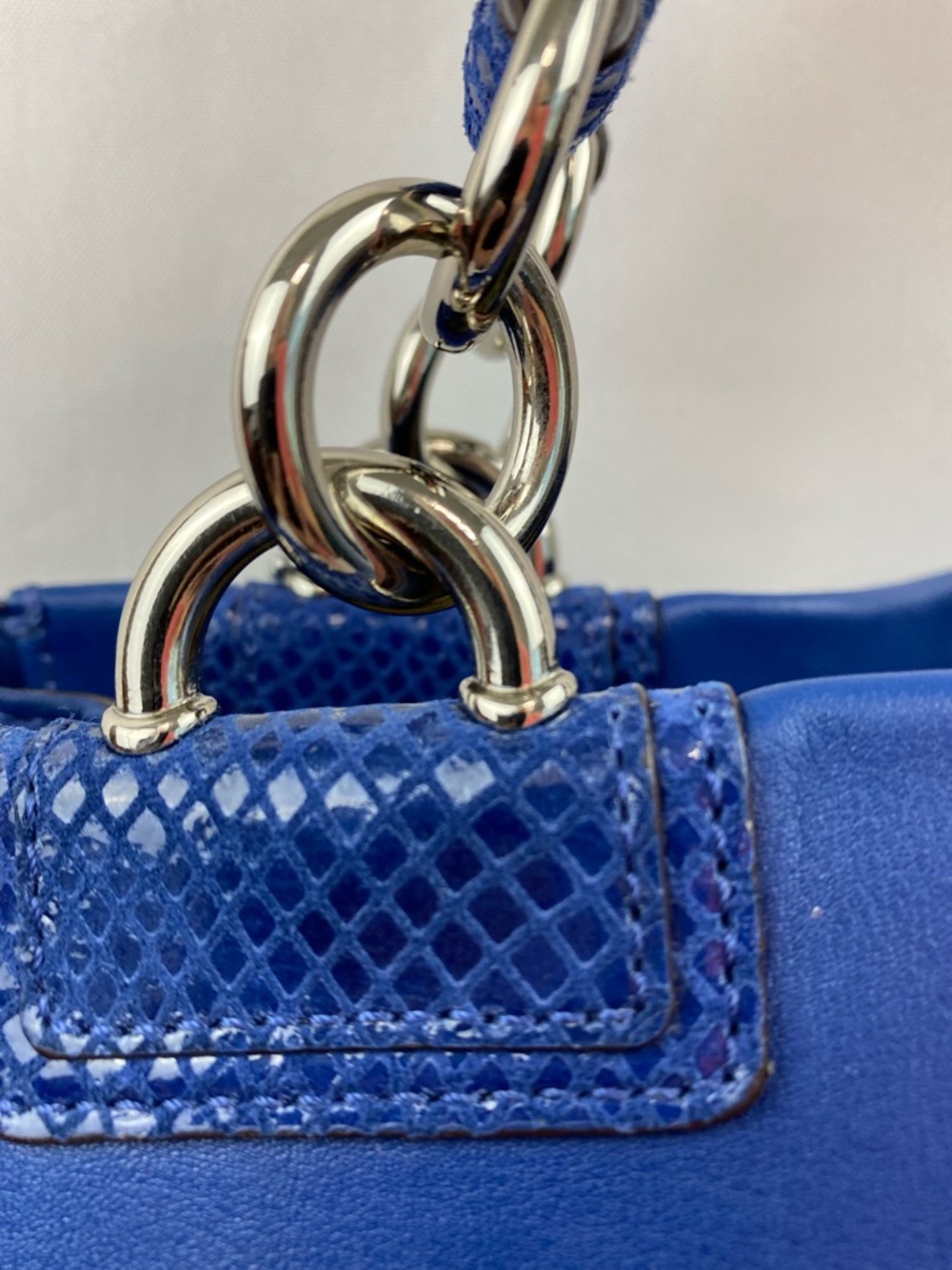 Vintage Coach Soft Leather Cobalt Blue Double Handle Penelope Handbag Bag Purse - Picture 6 of 16